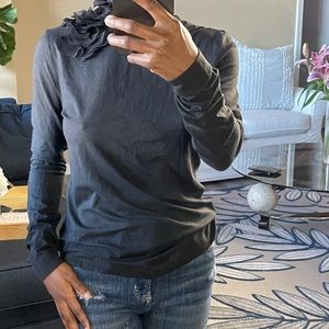 Akris Punto Smocked Black Spandex Black with Mesh Floral Accent. Size Medium